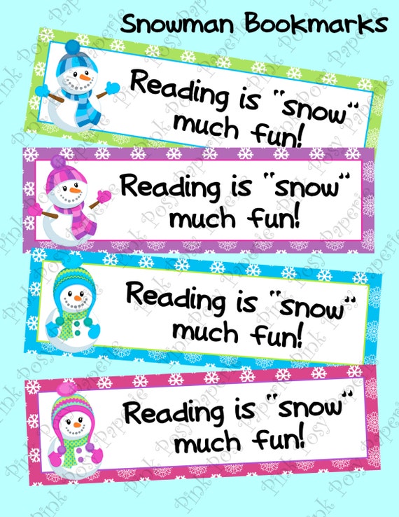 Items similar to Printable Snowman Winter Theme Bookmarks on Etsy