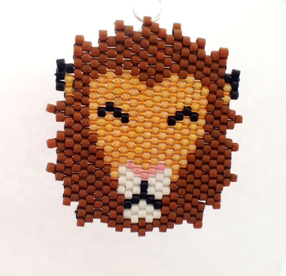 Items similar to Lion Beaded Necklace Pendant. on Etsy