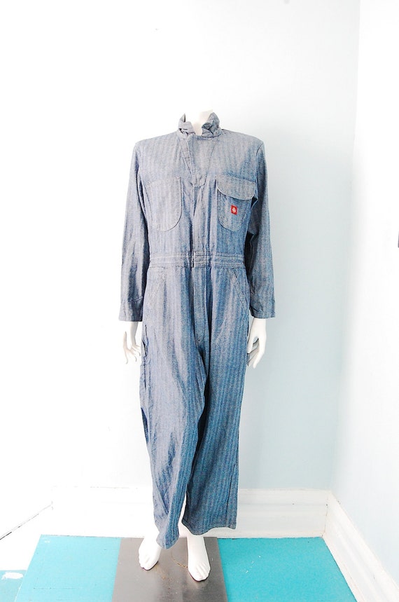 Vintage Dickies Herringbone Coveralls Work Mechanic Chic
