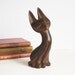 Vintage Folk Art Fox Statue Figurine Hand Carved Wood Rustic Home Decor
