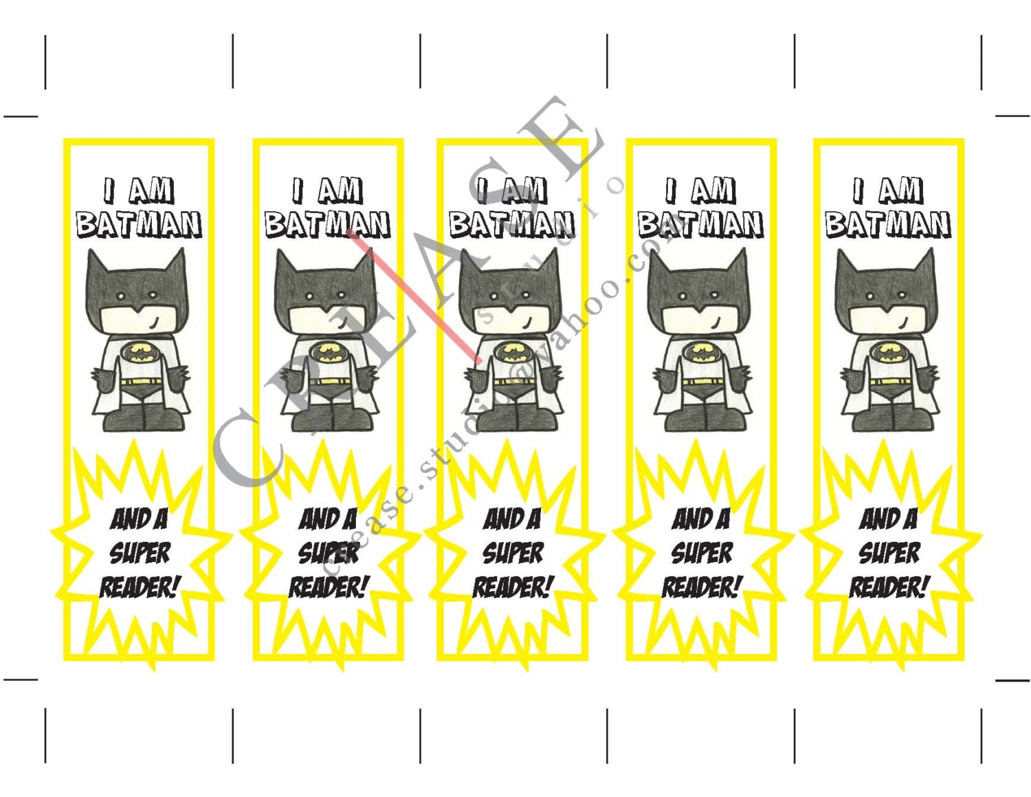 Batman bookmarks superhero instant download by CreaseStudio