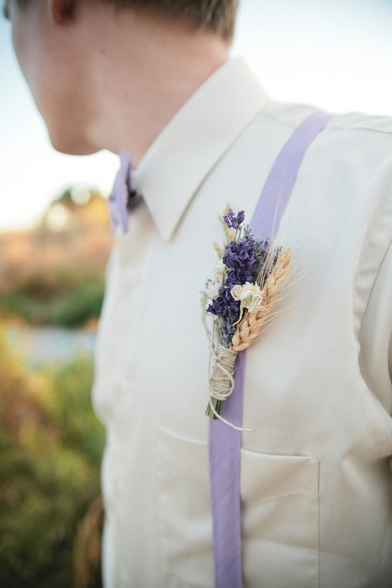 Wildflower Wedding Boutonniere or Corsage of Lavender Larkspur