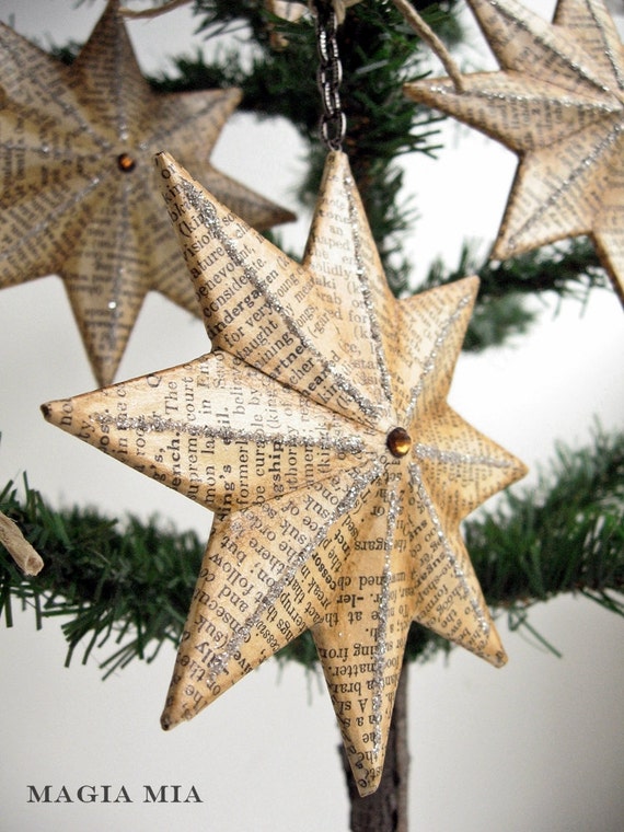 5 Paper Mache Star Ornaments ...... Decoupaged Dictionary