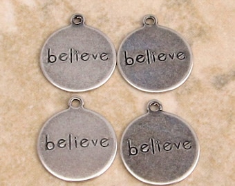 Believe Affirmation Charm, Antique Silver, Trinity Brass 4 Pc. AS280