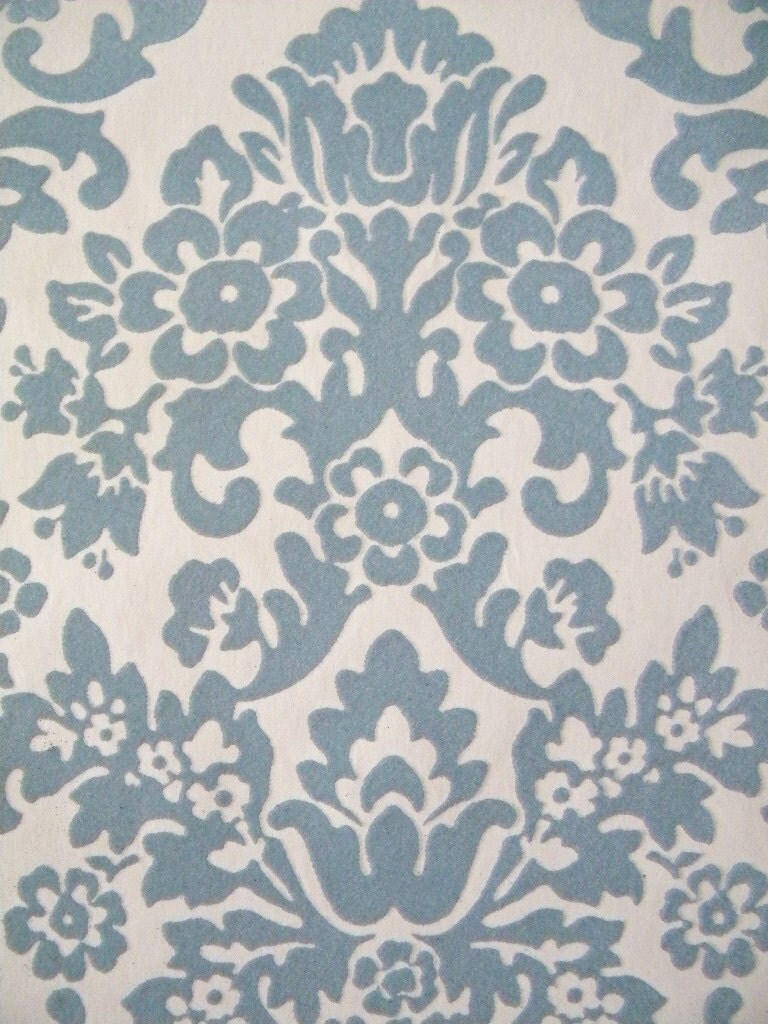 Vintage Roll of Blue Flocked Wallpaper