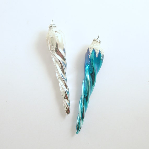 vintage glass christmas ornaments icicle aqua silver vintage glass christmas ornaments icicle aqua silver
