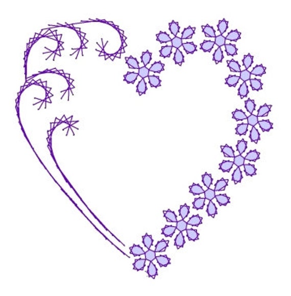 heart flower swirl valentine paper embroidery pattern for
