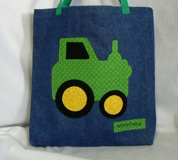 Boys Bag, book bag, personalized bag,Tractor bag for kids, Applique ...