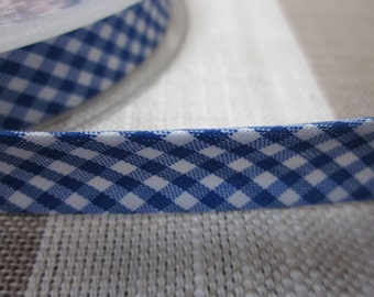 5m Royal Blue and White Gingham Print Bias Binding