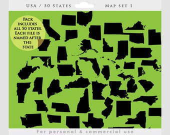 State clipart - states clip art, geographic, geography, map, patriotic, USA, US states, south, central, west, personal and commercial use