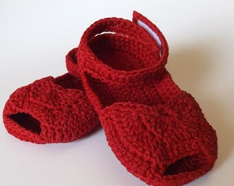 Crochet Baby Sandals Omaha Red