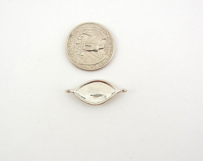 Double Link Silver-tone Eye Charm Blue Marquis Gem