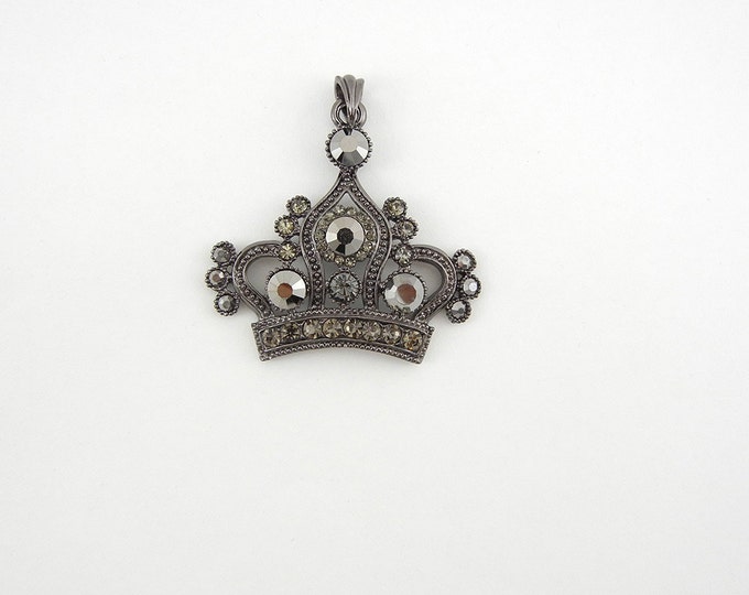 Hematite Crown Pendant with Hematite Rhinestones