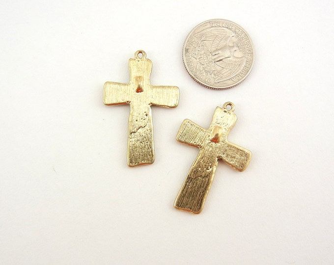 Pair of Two tone Cross Charms with Portion of the Serenity Prayer