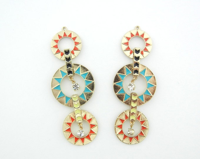 Pair of Triple Circle Southwestern Design Drop Charms