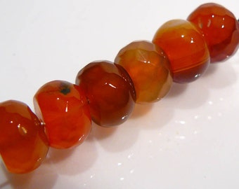 6 Beads....Striped Red Agate Faceted Rondelle Gemstone Beads....10x7mm...BB