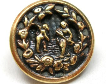 1800s Antique BUTTON, Victorian Mythology, Cupid & Erato.
