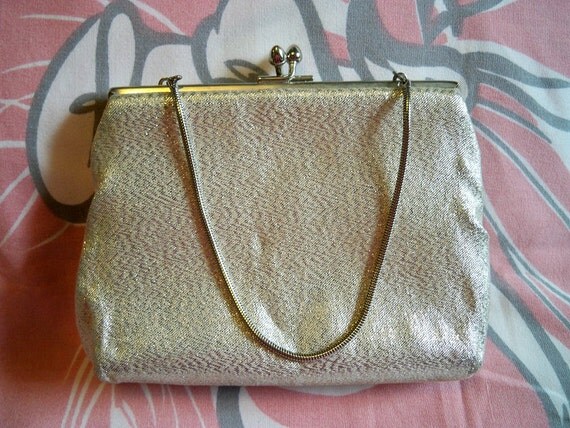 Vintage 1960s Harry Levine Silver Evening Purse Clutch Bag HL Handbag