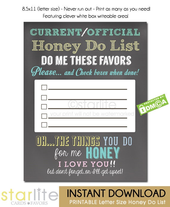 Printable Honey Do List Chalkboard To Do List Instant