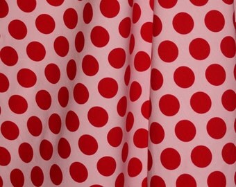 Pink with red euro organic import dots 1/2 yard knit
