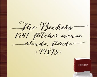 Calligraphy Handwriting Script Custom Return Address Stamp - Personalized SELF INKING Wedding Stationery Stamper - Style 1280JB