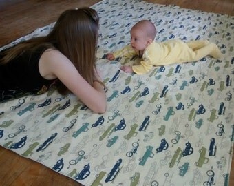 Waterproof Baby Play Mat or PICNIC BLANKET - Several Sizes - Vintage Cars & Trucks