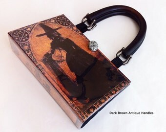 Book Purse Witch Book Purse - WICCAN Book Clutch - History of Witches Book Purse - Salem Witch Book Cover Handbag