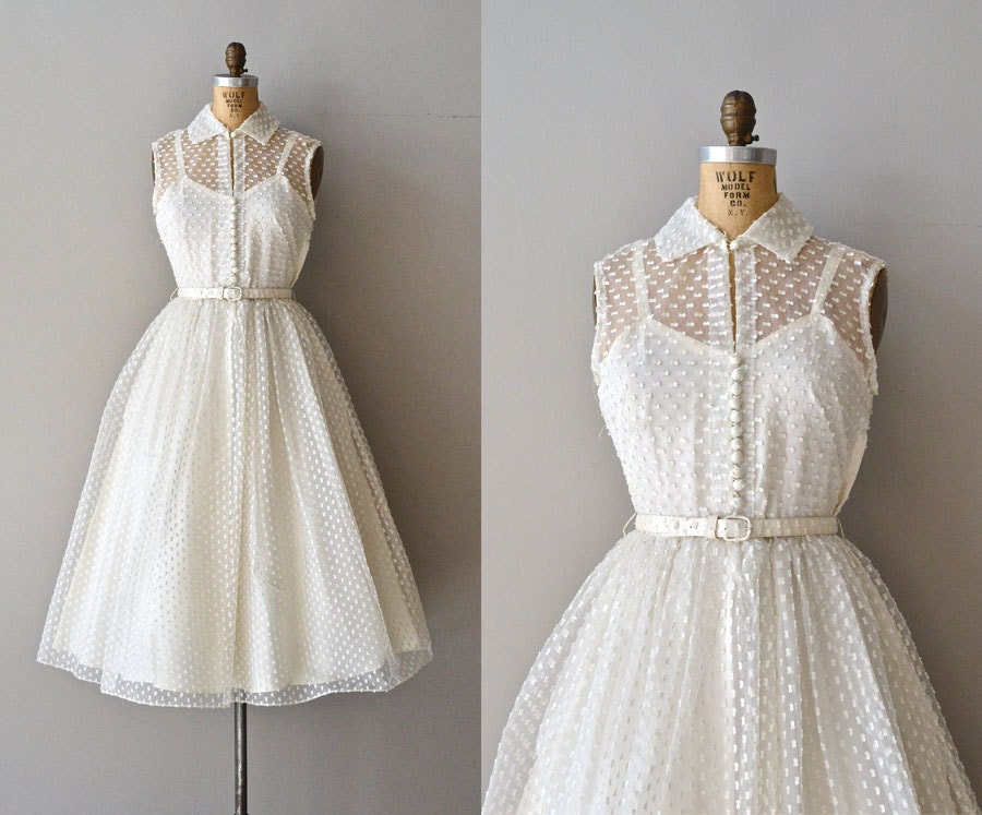 Little Dreamer wedding  dress  swiss  dot 50s wedding  dress 