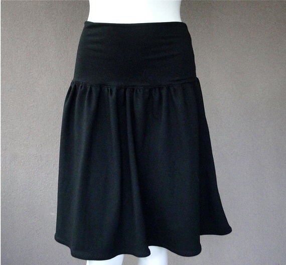 Gathered bottom short skirt - basic a line skirt - black skirt ...
