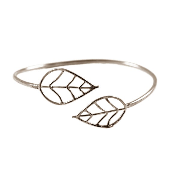 Leaf Cuff Bangle Bracelet Silver Bangle Silver Bracelet