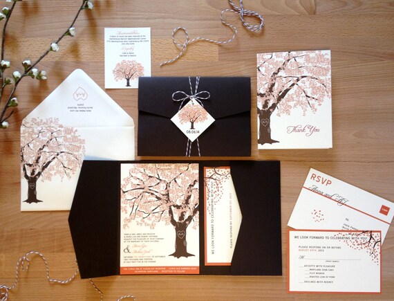 SAMPLE Fall Oak Tree Wedding Invitation Suite Pocketfold Tag SAMPLE Fall Oak Tree Wedding Invitation Suite Pocketfold Tag
