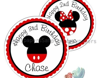 Mickey Mouse Stickers, Disney Birthday Labels, Minnie Mouse Stickers