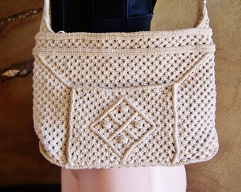 70s Macrame Bag, macrame purse, soft bag, Vegan bag, 70s summer bag, macrame bag