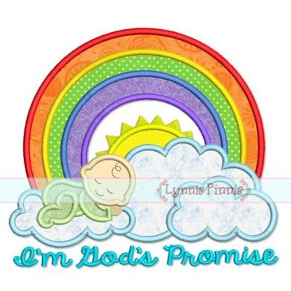 Rainbow Baby GODS PROMISE Applique 4x4 5x7 6x10 7x11 Machine