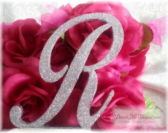 Glitter Cake Topper - Monogram Cake Topper - Letter Cake Topper - Custom Wedding Cake Topper - Bride and Groom