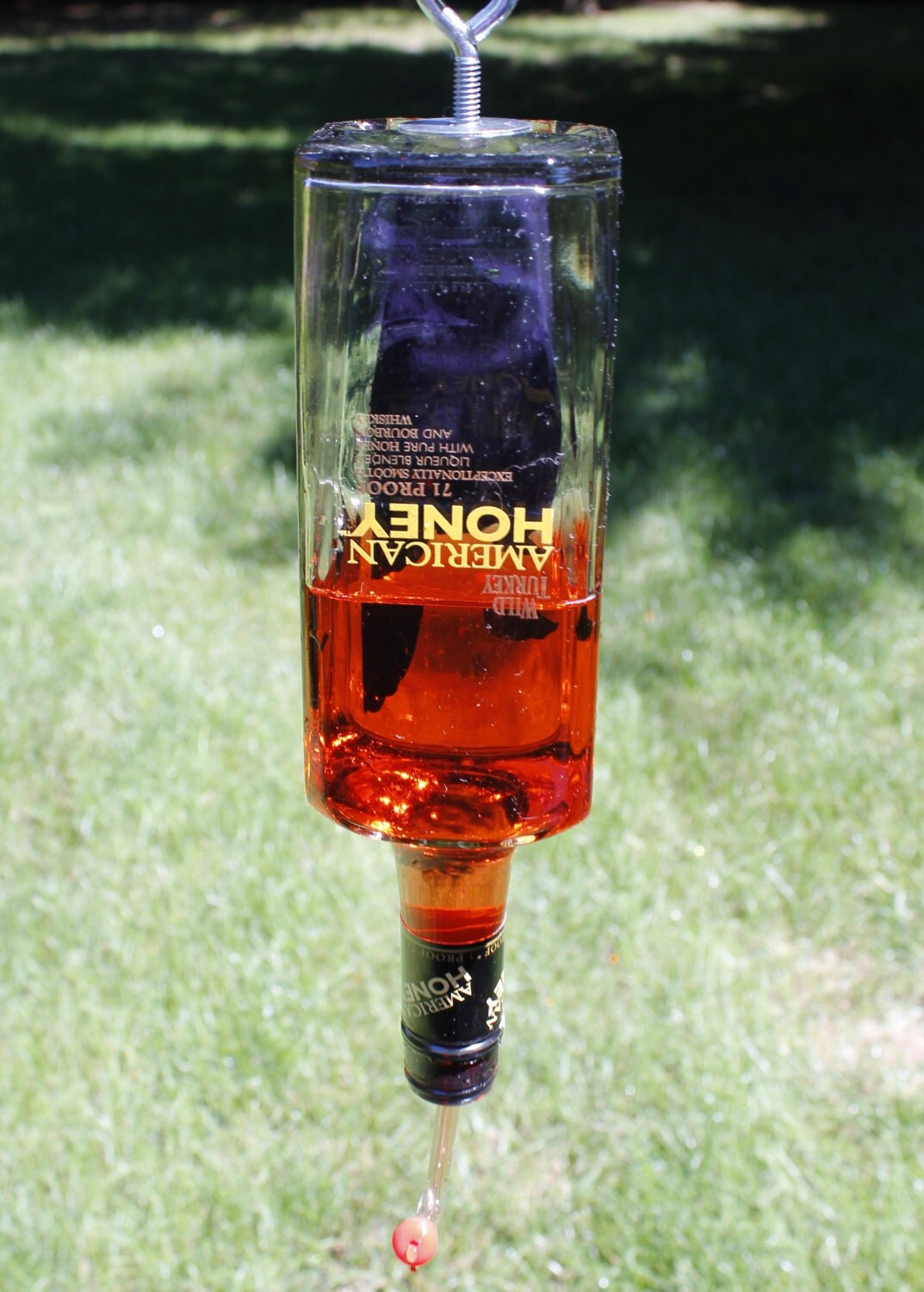 recycled american honey wild turkey bottle hummingbird feeder recycled american honey wild turkey bottle hummingbird feeder