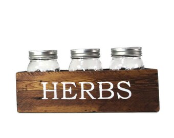 Mason Jar Herb Planter for Indoor Herb Garden - Reclaimed Wood Decor