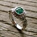 Exquisite Emerald Engagement Ring in 14K White by SlowackJewelry