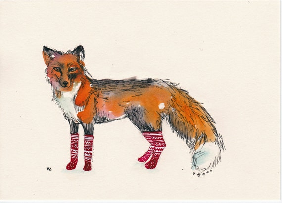 Fox in Socks - 5" x 7" print