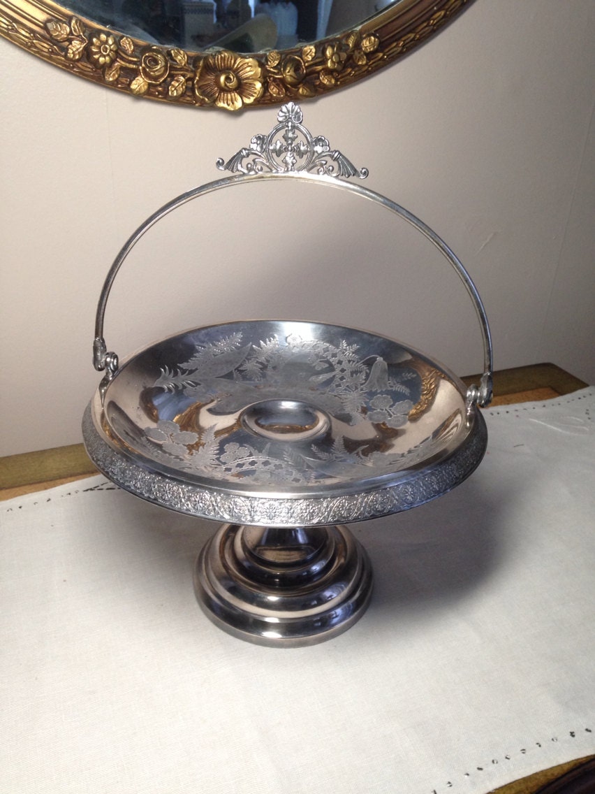 Antique Silver Brides Basket Compote Fruit Simpson Hall Miller