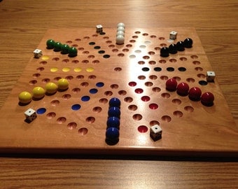 Deluxe SIX Player Solid Cherry Aggravation Game Board