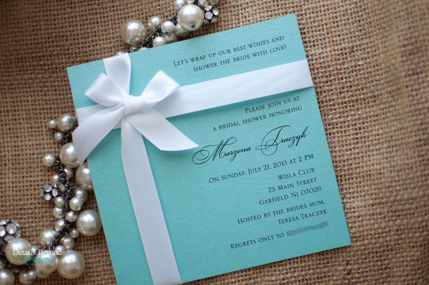 Tiffany Box Bridal Shower Invitation on Tiffany Blue ...