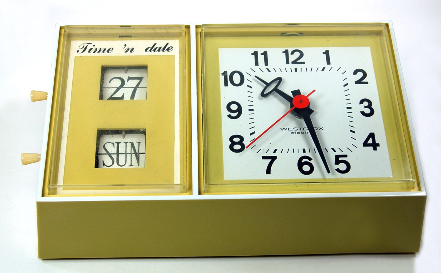 Atomic Flip Wall Clock 1960's Time N Date Westclox S37A