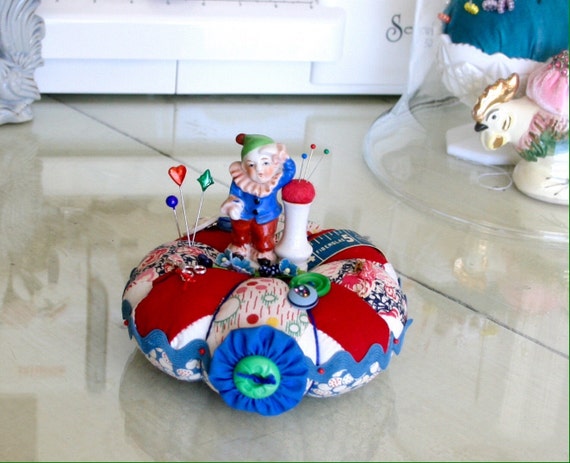 Vintage Occupied Japan Clown Figurine Handmade Pincushion