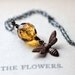 Honey Bee Charm Necklace with Amber Glass Bead and Brass Bee Charm on Sterling Silver Chain - Summer Fashion Garden Bug