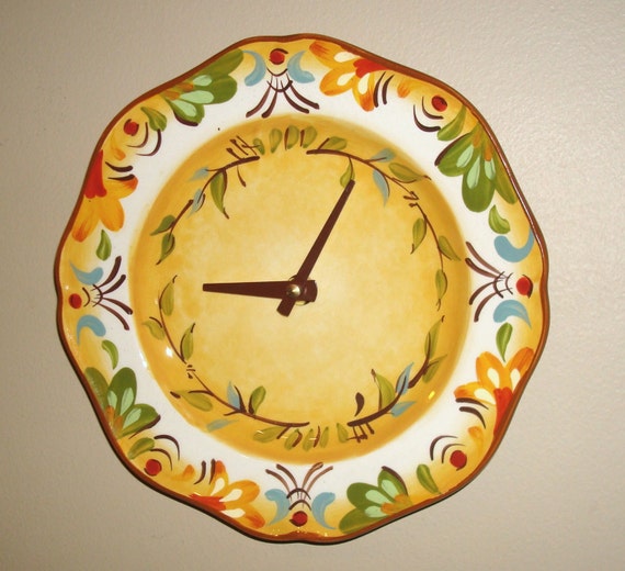 Gold Floral Wall Clock Ceramic Plate Wall Clock 8 by makingtimetc