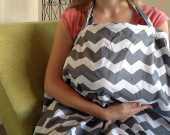 Grey Chevron Nursing Cover - FREE SHIPPING in USA