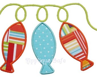 150 String of Fish Machine Embroidery Applique Design
