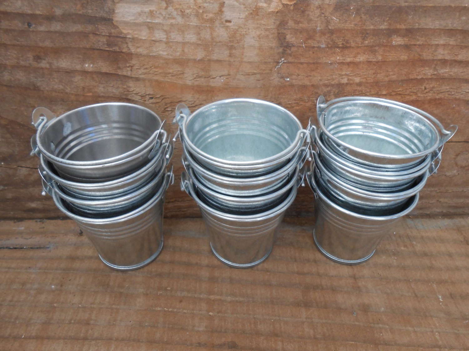 10 Mini Silver Tin Metal Pails Favor Size DIY by SucculentsGalore