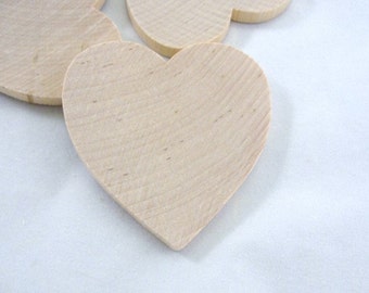 6 Wooden hearts 2 1/2 inch (2.5") wide 1/4" thick unfinished wood hearts diy